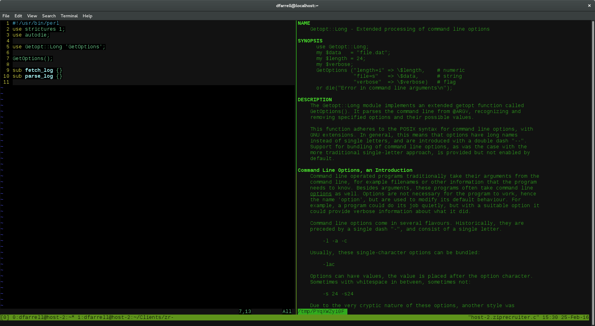 Tmux Panes